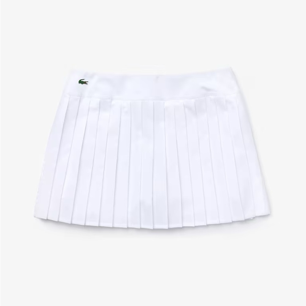 NWT Lacoste Women's SPORT Tennis Technical Mesh Pleated Skirt, White, Size 34